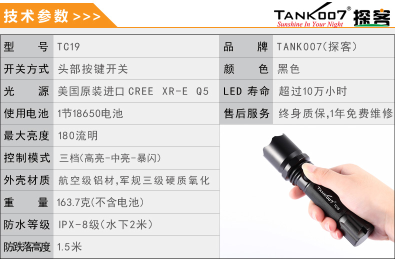 選購強光手電筒什么品牌好？探客TANK007手電筒生產(chǎn)廠家